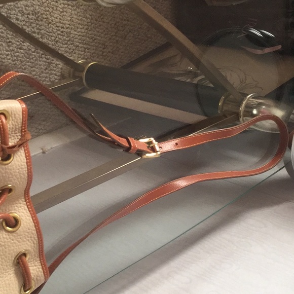DOONEY & BOURKE Vintage Cream Bag: Cognac Tan Trim